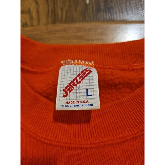 VTG 80s Jerzees Cat Halloween Orange Sweatshirt Adult XL Sweater Glitter Ghost - Picture 2 of 8
